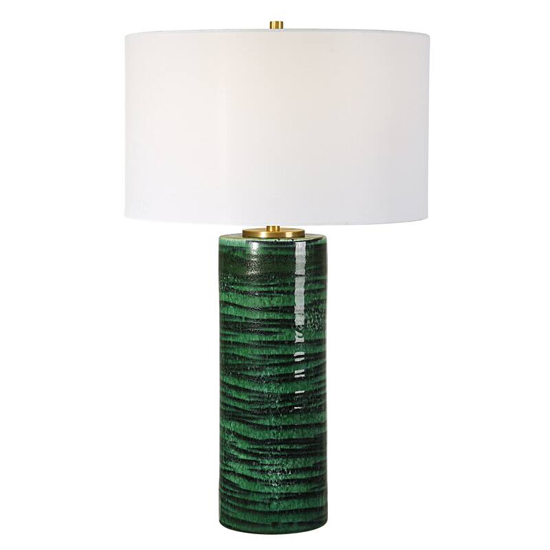 Uttermost Galeno Emerald Green Table Lamp - 28"H,   Shade 10"H x 17" Dia.