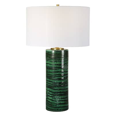 Uttermost Galeno Emerald Green Table Lamp - 28"H,   Shade 10"H x 17" Dia.