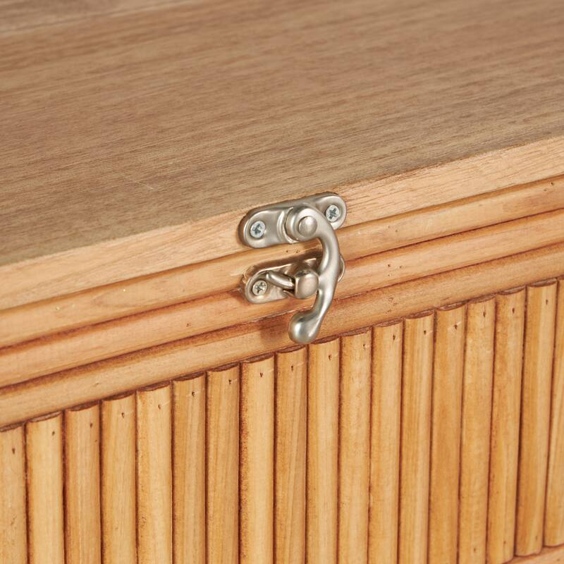Wood Ribbed Decorative Box with Brass Latches - Set of 2 Brown - Roche River Decor