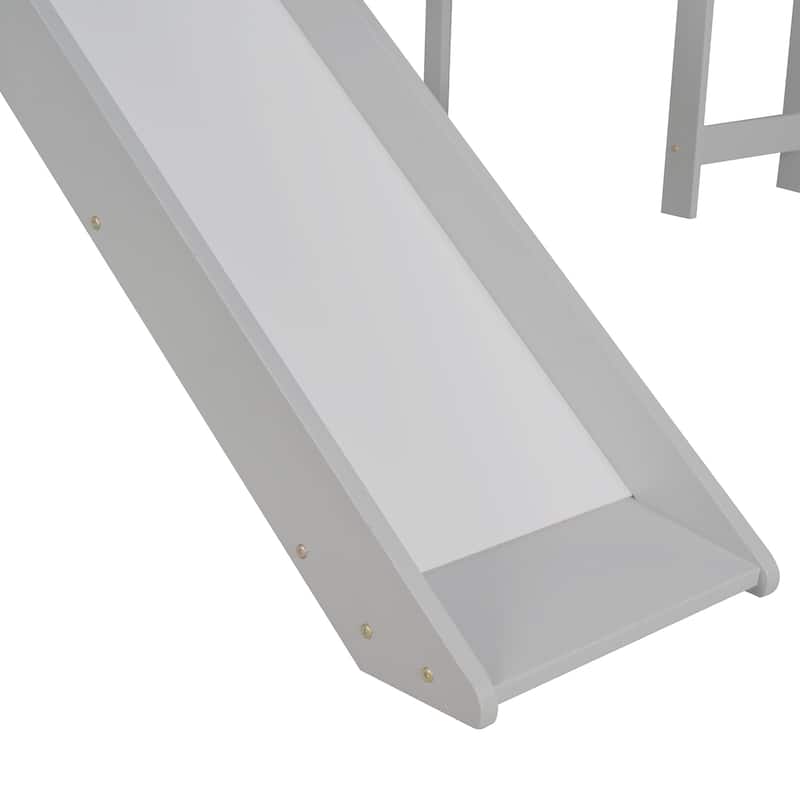 Loft bed with Slide, Multifunctional Design, Twin (Gray)
