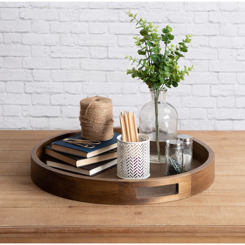 Kate and Laurel Hutton Round Wood Tray - 18" Diameter