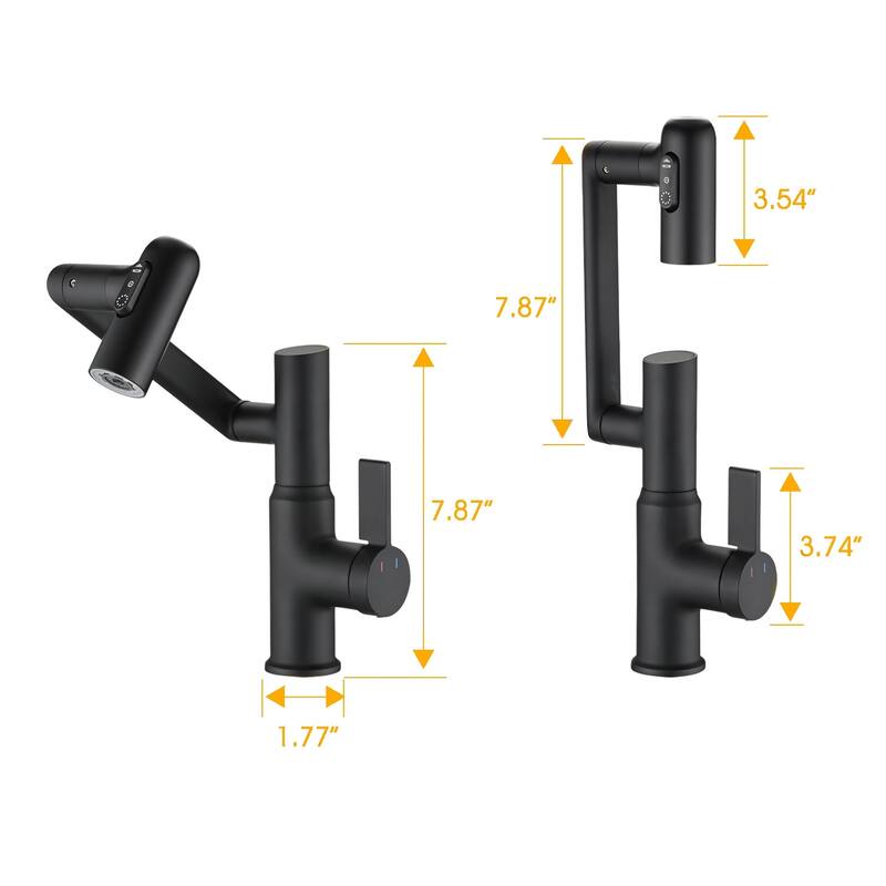 Topcraft Single Handle Bathroom Sink Faucet with 360° Swivel Faucet