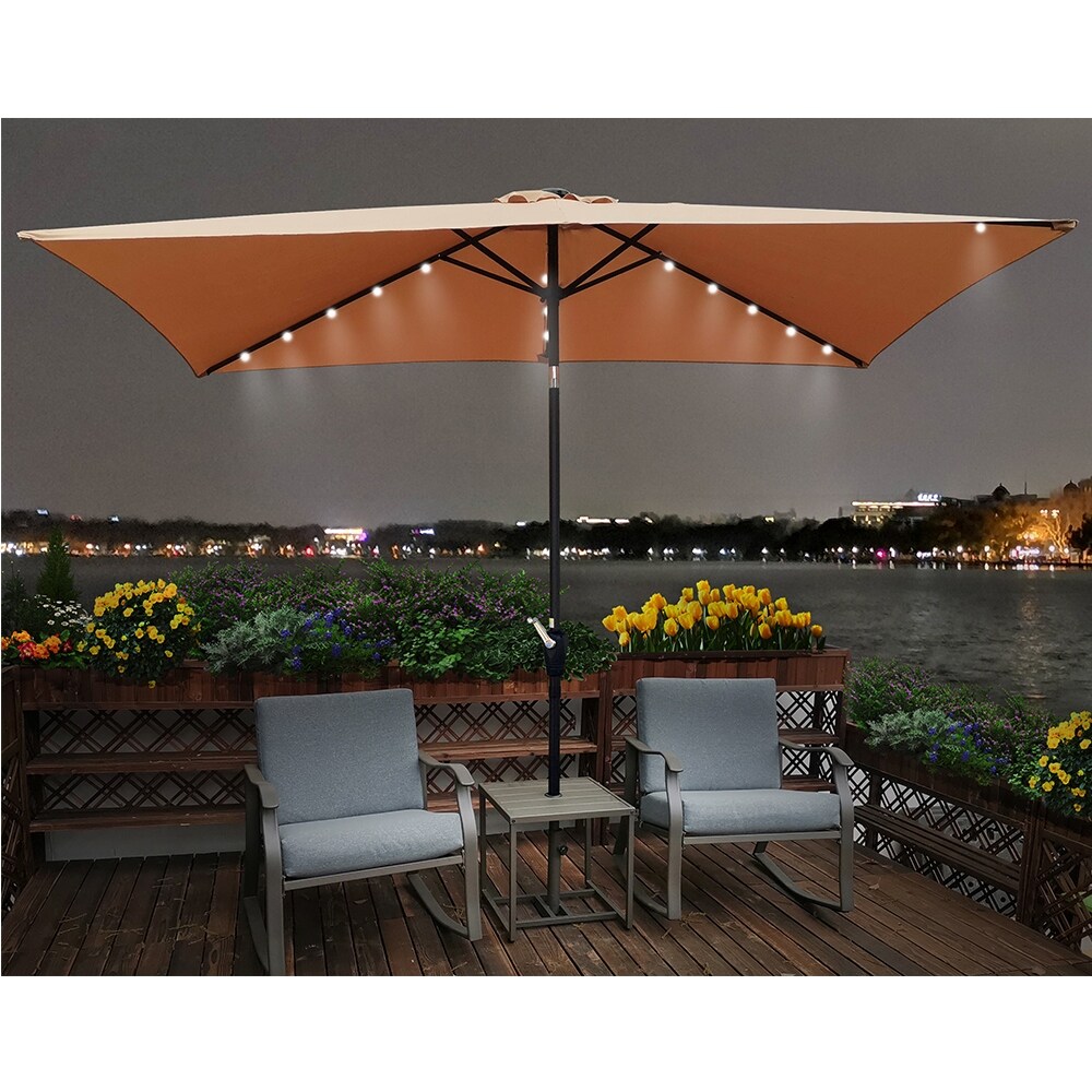 6 ft patio umbrellas with solar led lights TheLAShop 10ft Rectangular Umbrella Step into a world of enchanting evenings with our Patio Umbrella COSIEST Outdoor 10ft 3 Tiers