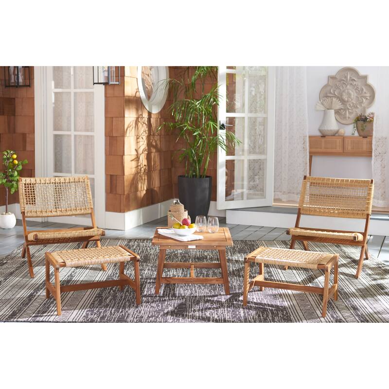 SAFAVIEH Lissy Acacia/ Rope Outdoor Chair & Table Set - 24W x 28D x 31H