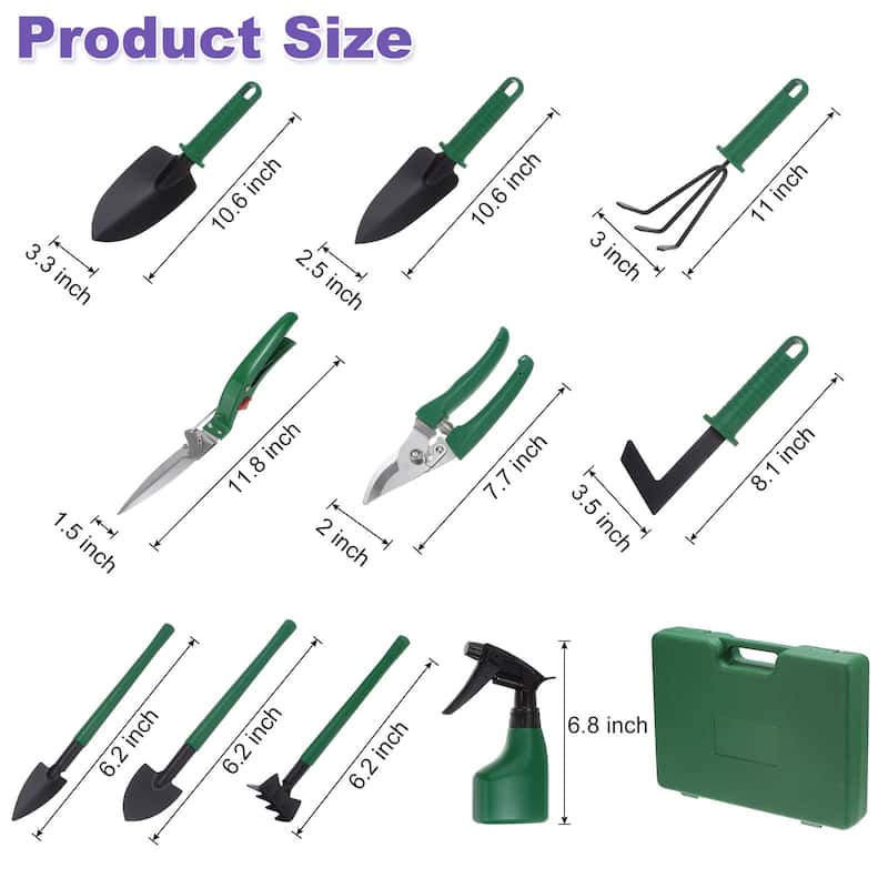 1 Set Garden Tool Set Plastic Kits for Gardening - Green-10 Pcs