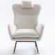preview thumbnail 49 of 48, Modern Living Room Teddy Fabric Rocking Chair with Pocket and Headrest, Dark Green