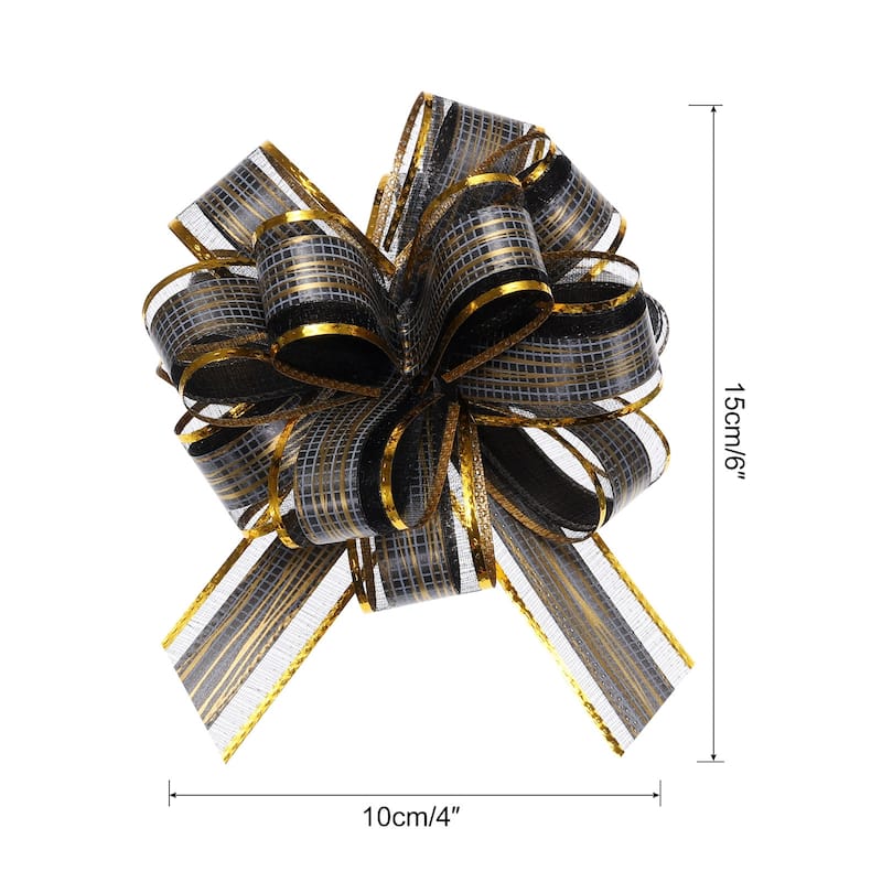 10pcs 6 Inch Large Pull Bow Gift Wrapping Bows Ribbon Organza - Black