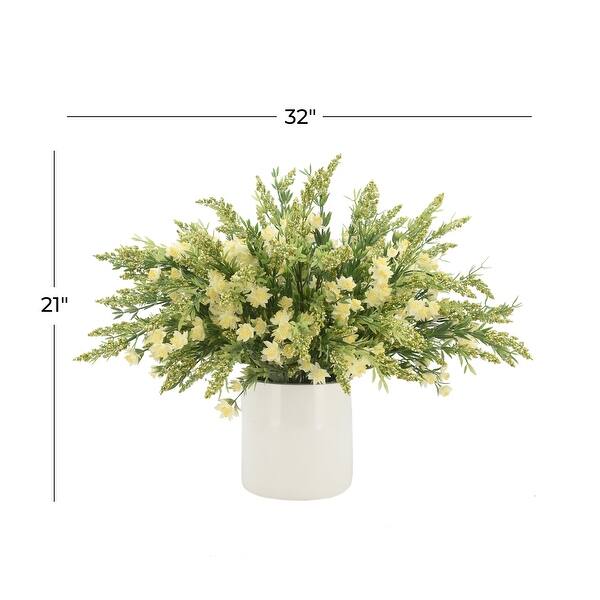 White Plastic and Ceramic Natural Artificial Foliage 21 x 32 x 32 In ...