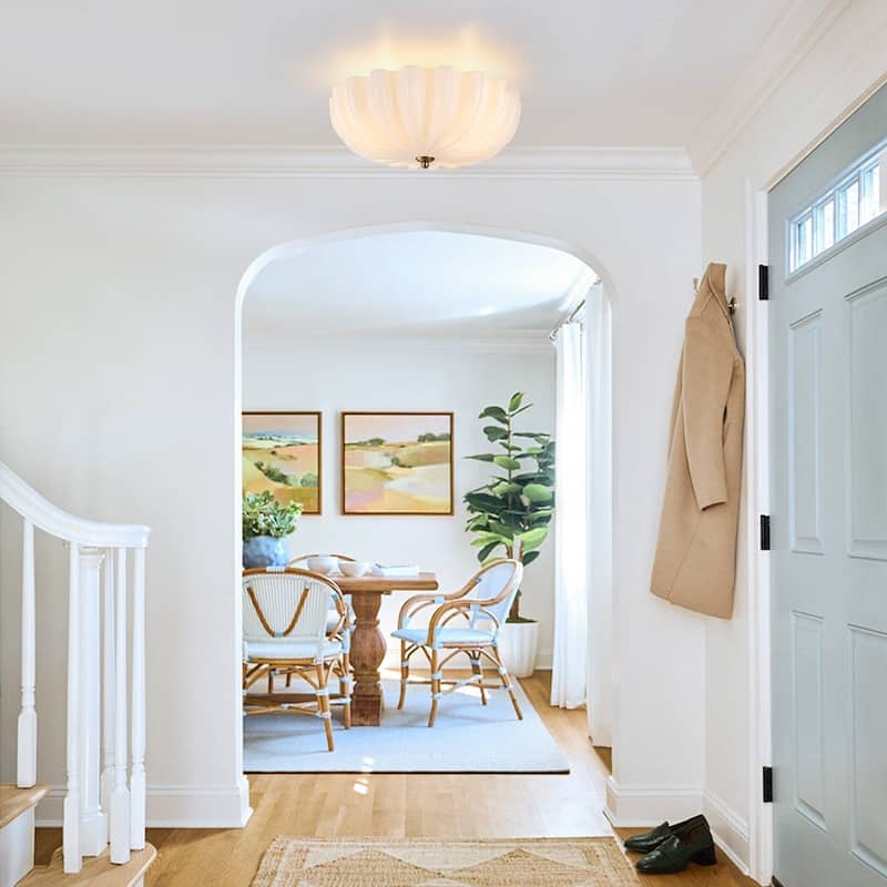 Chic Modern 3-Light Shell Scalloped Glass Semi-Flush Mount - 15 in