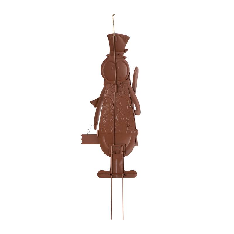 Glitzhome 36"H Christmas Metal Penguin Nutcracker Yardstake Standing Sign Wall Decor