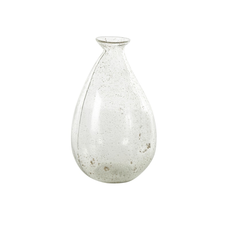 Glass Speckled Vase with Brown Accents - Clear - Roche River Decor