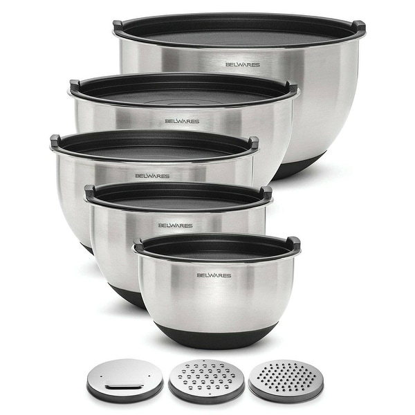 Belwares 5-Piece Mixing Bowl Set - Stainless Steel Nesting Bowls
