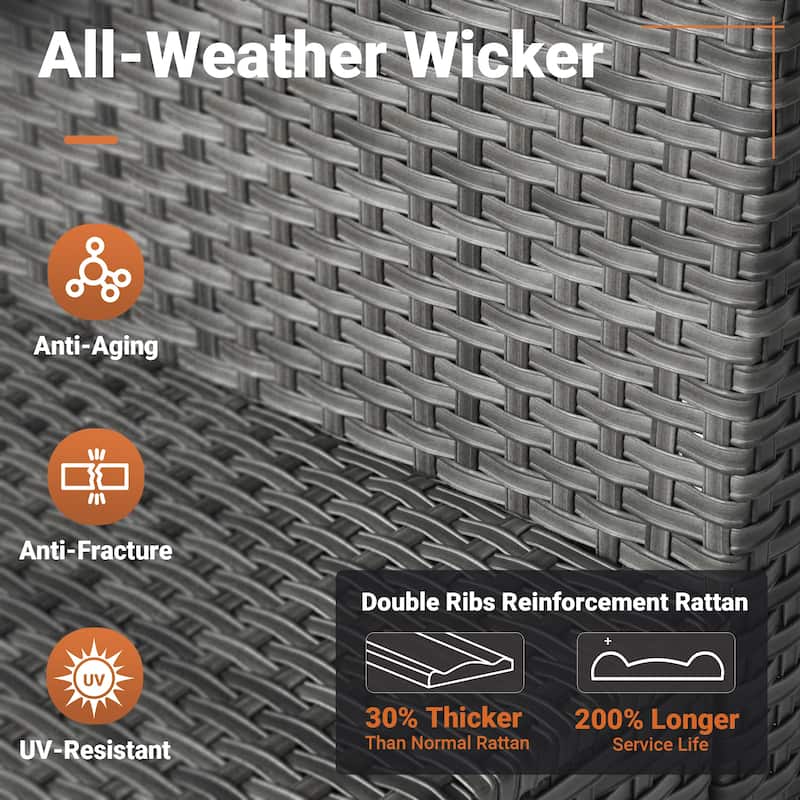 OVIOS 7-Piece Low Profile Deep Seat Wicker Outdoor Patio Furniture Set