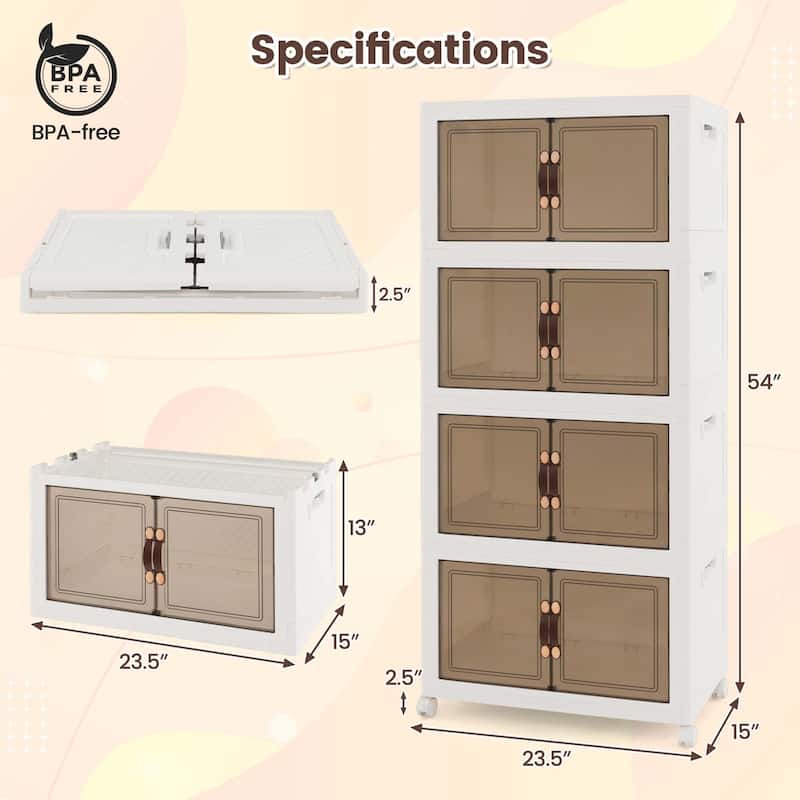 66.5 Gallons Stackable Storage Bins w/ Lockable Wheels Home Organizer