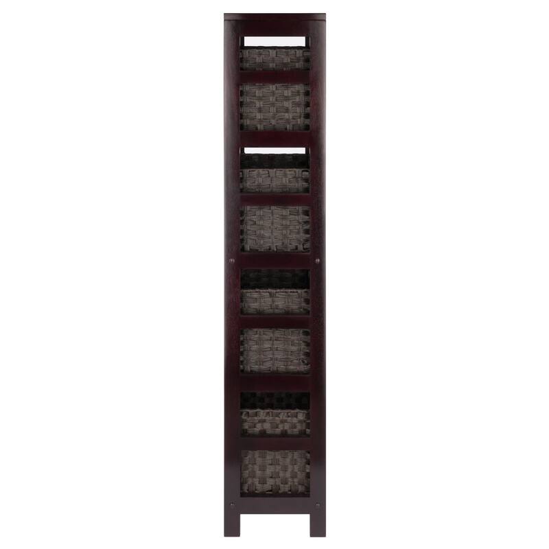 5 Pc Storage Shelf 4 Foldable Woven Baskets 55" Espresso Chocolate
