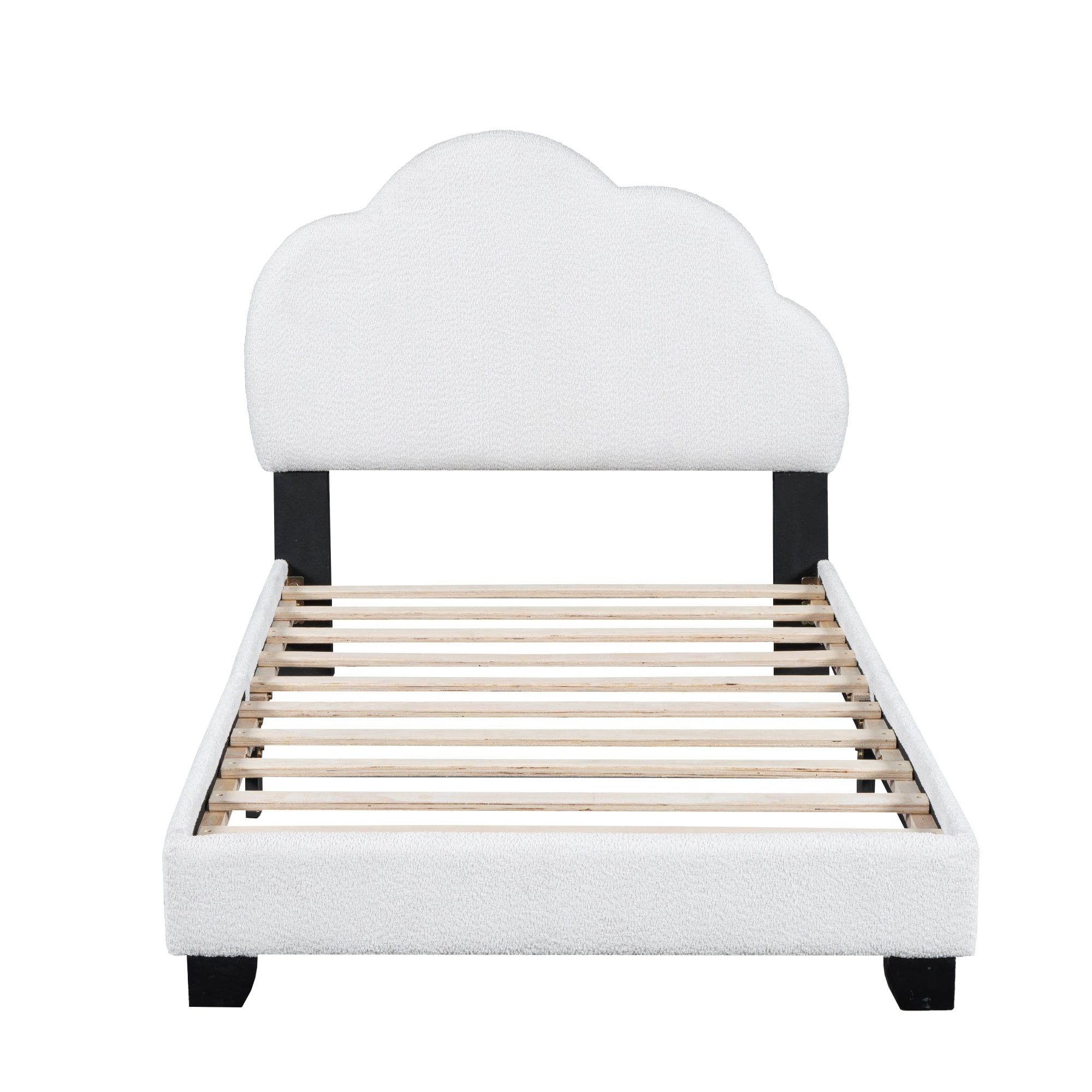 Twin Size Upholstered Boucle Fabric Platform Bed with Cloud-Shaped ...