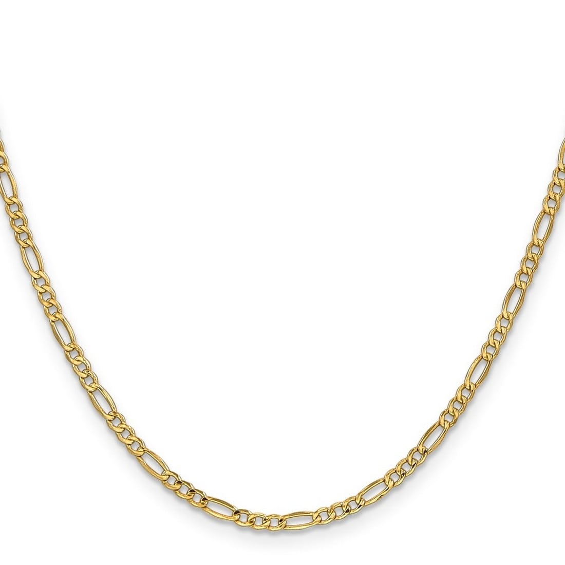 Curata 14k Yellow Gold 2.5mm Figaro Chain Necklace for Men or Women