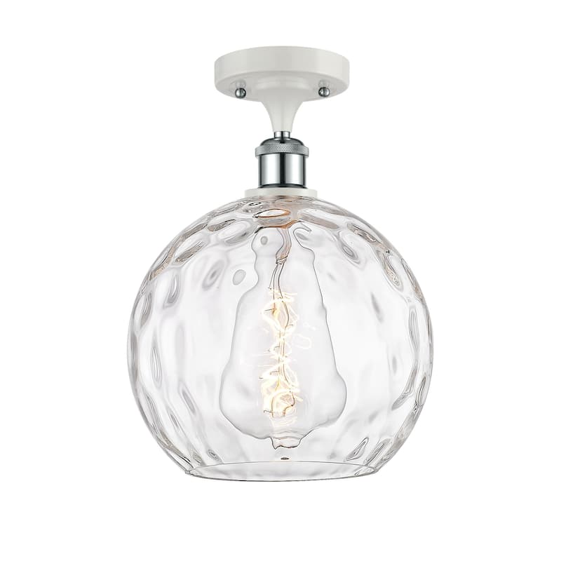 Innovations Lighting 516-1C-15-10 Athens Semi-Flush Athens 10" Wide - White and Polished Chrome / Clear Water Glass