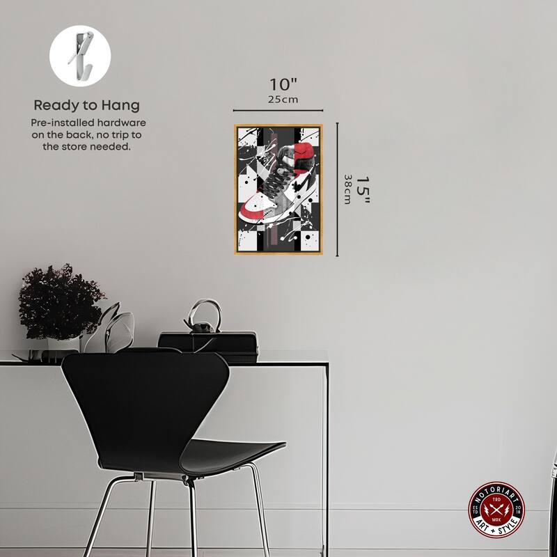Notoriart Flashy Red Sneaker Framed Sneaker 1 Piece Canvas Wall Art