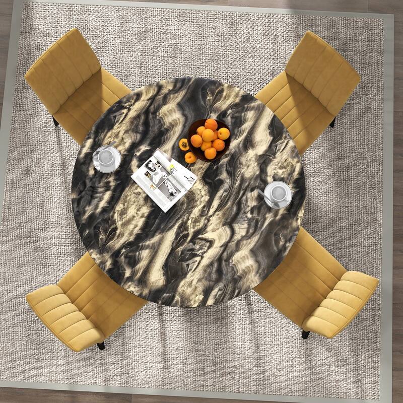 Roundhill Furniture Cavira 5-Piece Round Modern Dining Set