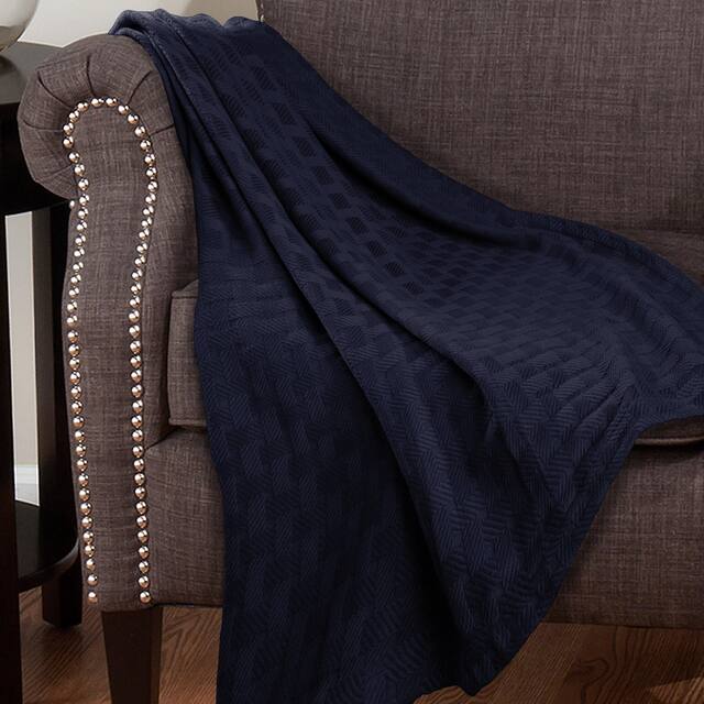 Basketweave All-Season Bedding Cotton Blanket by Superior