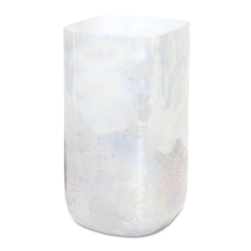 9" White Iridescent Glass Votive Candle Holder