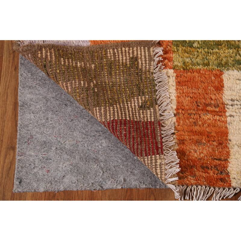 Hand Knotted Oriental 100% Wool Carpet Modern Geometric Multi-Colored Moroccan Area Rug - 8' 7'' X 5' 6''