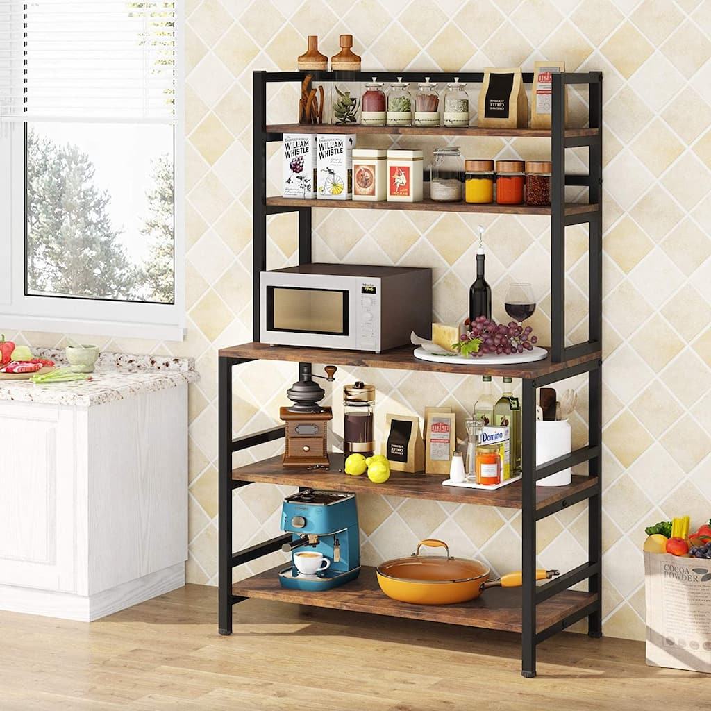 5 Tier Bakers Rack with Storage, Kitchen Stand Micorwave Over Cart