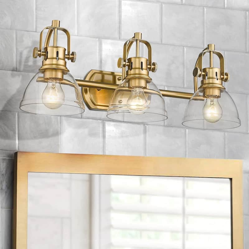 3-Light 4-Light Industrial Bathroom Vanity Light with Clear Glass