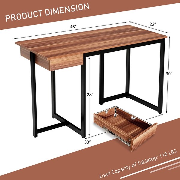 Costway Computer Desk Home Office Gaming Table Workstation Metal Frame ...