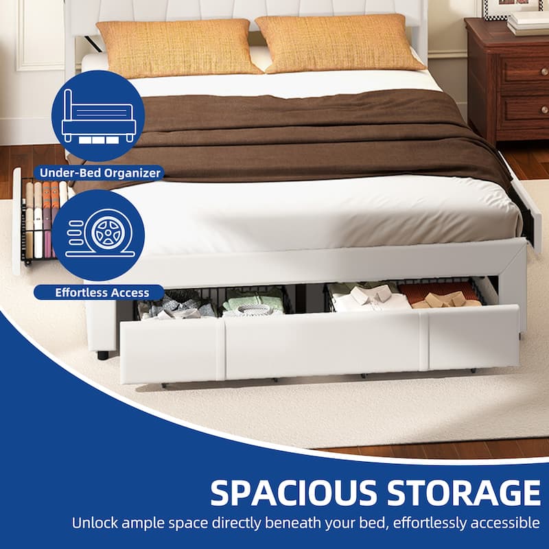 Moasis Queen Storage Upholstered Headboard Bed Frame
