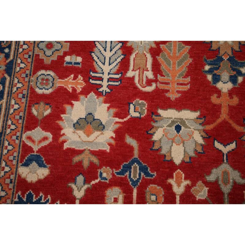 Red Oriental Kazak Area Rug Hand-Knotted Wool Carpet - 5'1" x 6'7"