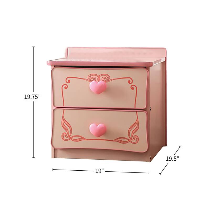 Wooden 2 Drawers Nightstand