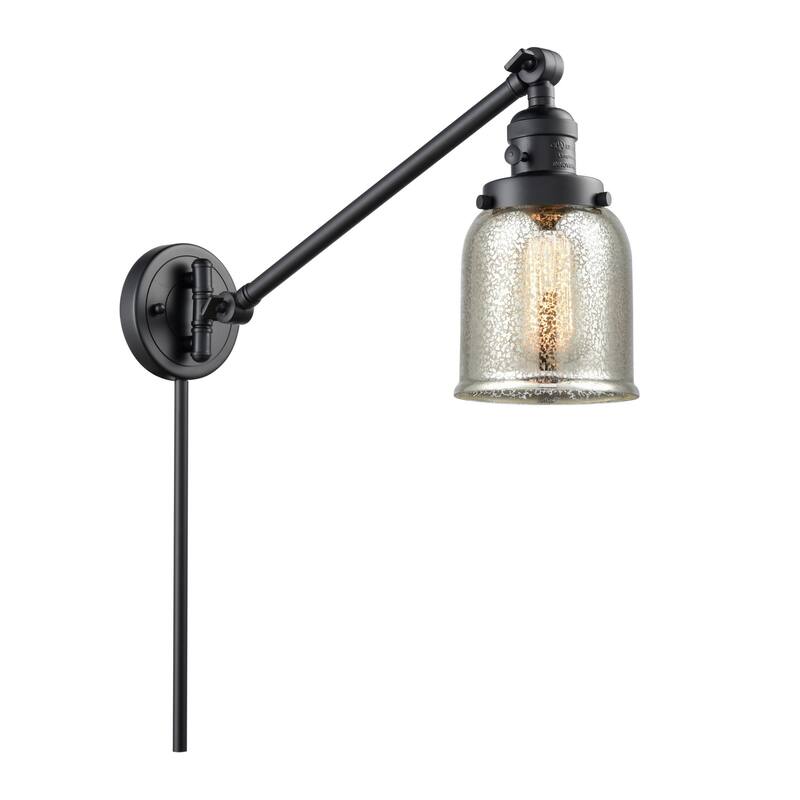 Innovations Lighting Small Bell Single Light 25" Tall Wall Sconce / - Matte Black / Silver Plated Mercury