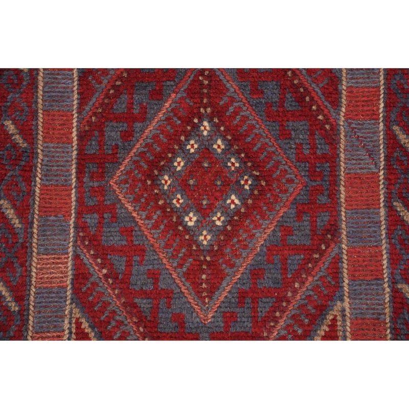 Hand Knotted Oriental 100% Wool Carpet Traditional Tribal Red Balouch Runner Rug - 7' 5'' X 1' 11''