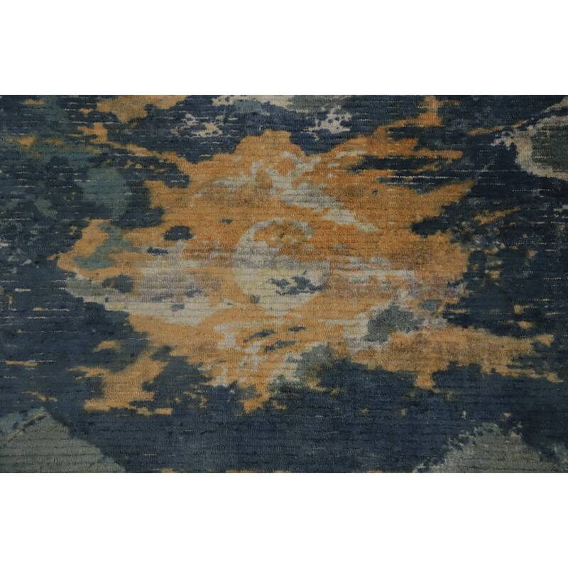 Hand Knotted Oriental Viscose Silk Carpet Modern Pictorial Multi-Colored Abstract Area Rug - 7' 8'' X 5' 6''