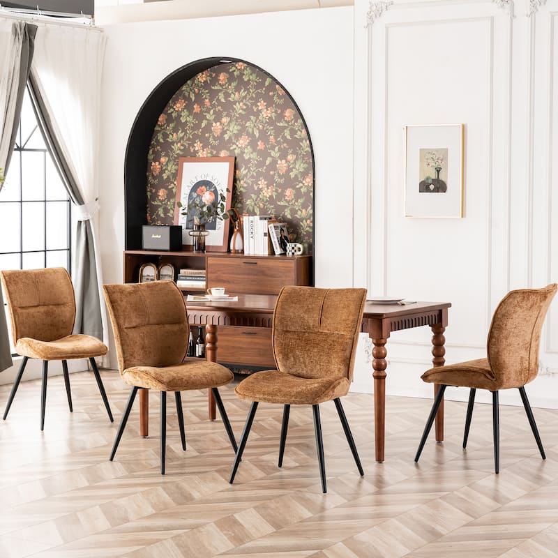 Fabric Upholstered High Back Dining Chairs Set of 2