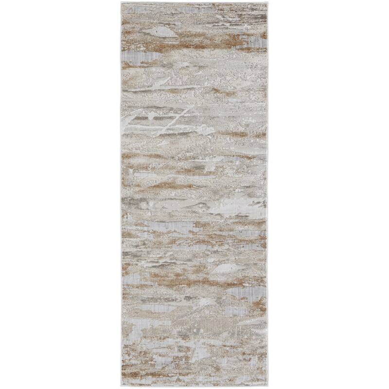 Xadam Power Loomed Distressed Abstract Modern Area Rug By HomeRoots - 120' X '36' X '0.28