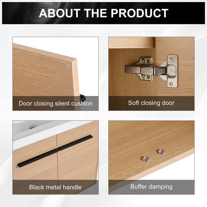 ARTCHIRLY 16/20/24/30/36 Inch Bathroom Vanity With Sink, Floating Bathroom Vanity With Soft Close Door