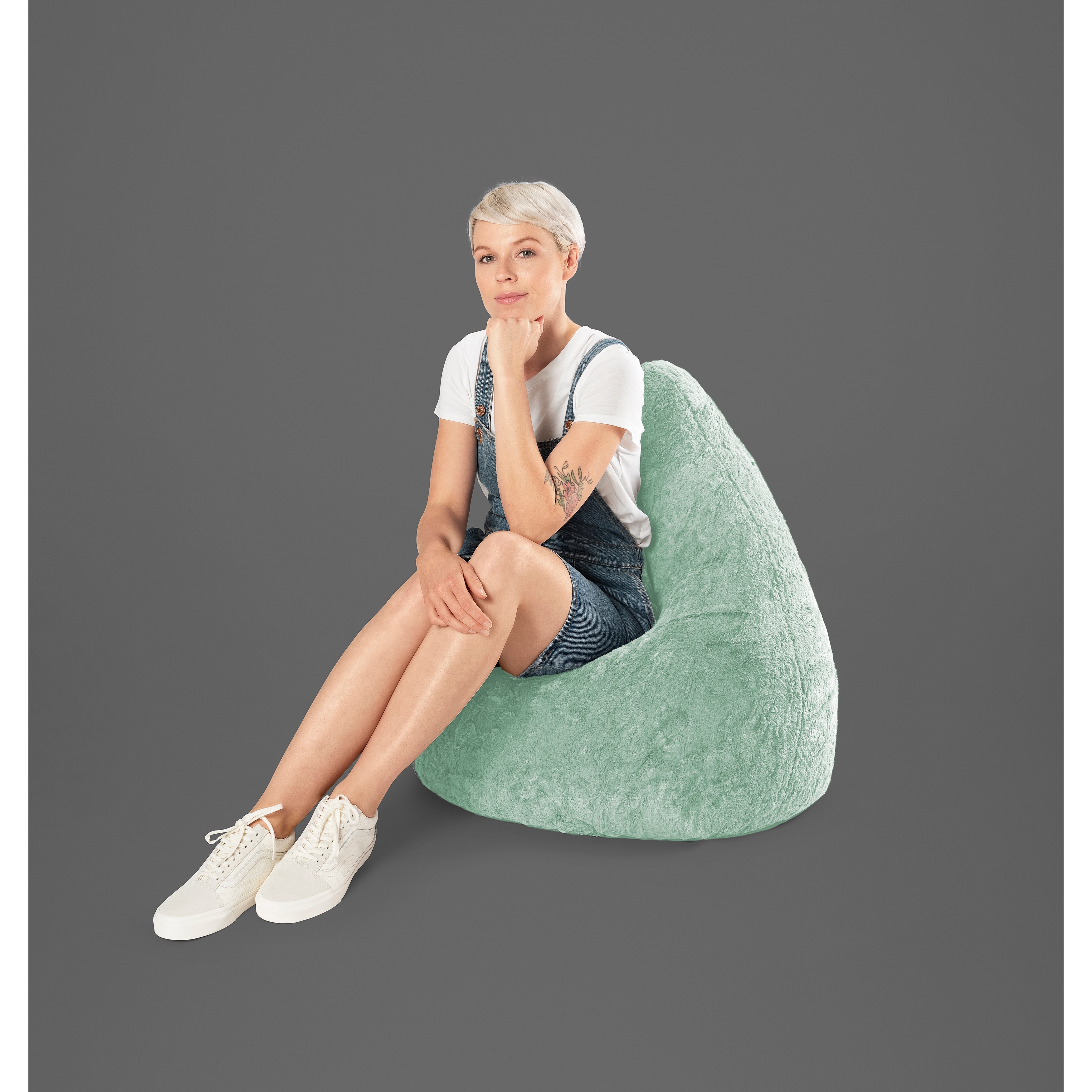 Sitting Point Faux Fur Large Fluffy Bean Bag eBay