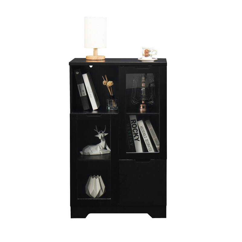 Wooden Floor Cabinet with 2 Glass Doors