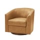 preview thumbnail 5 of 49, HULALA HOME Althea Modern Genuine Leather Swivel Barrel Chair with Solid Wood Base