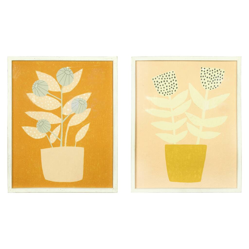 28"H Floral Wood Framed Wall Decor (Set of 2 Styles) - Blush