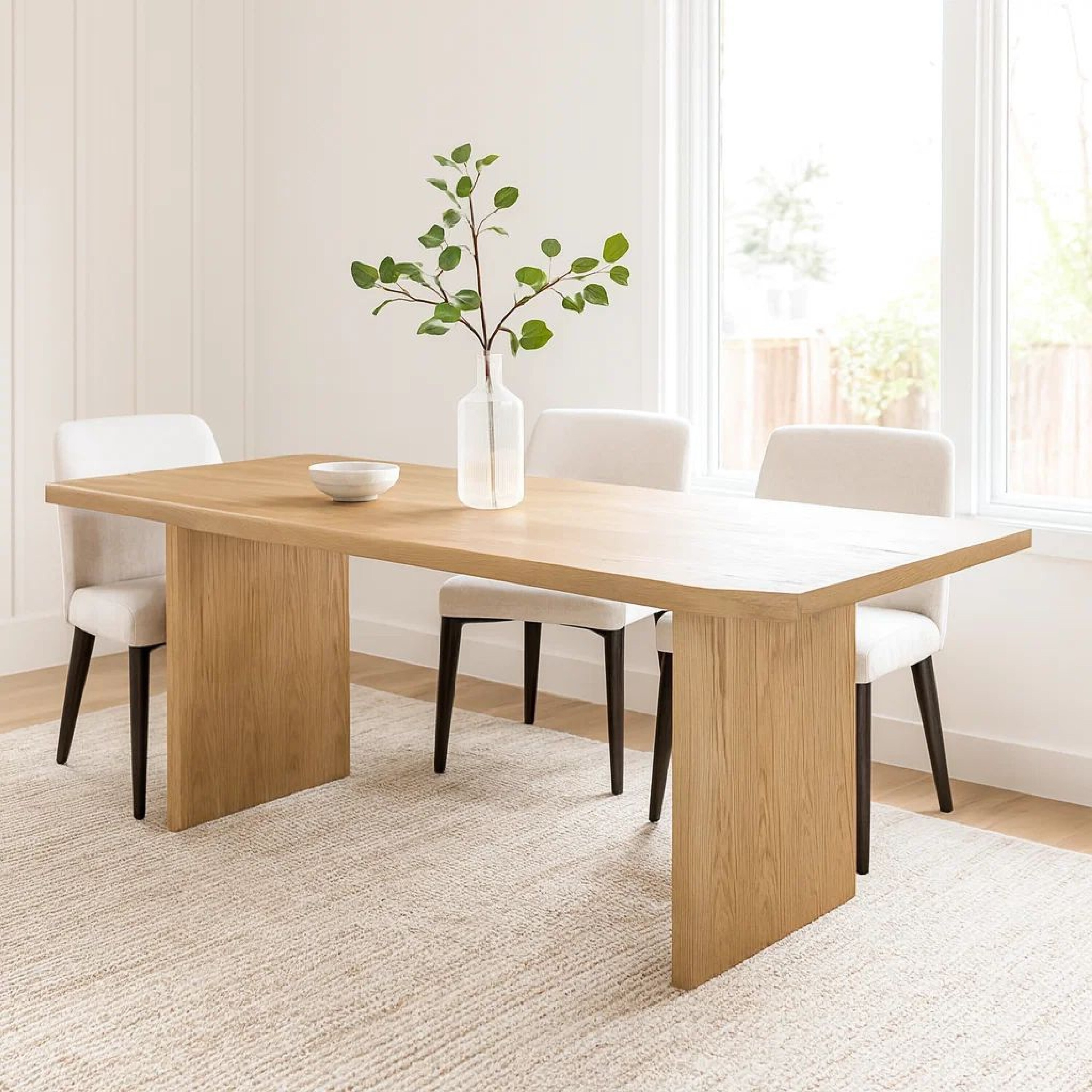 Rux 95 Inch Dining Table, Rectangular, Live Edge Wire Brushed