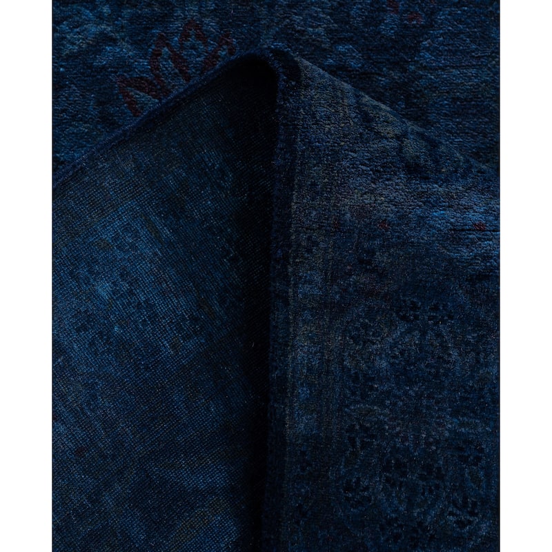 Overdyed One-of-a-Kind Hand-Knotted Runner Rug - Navy - 2' 6" x 12' 3"