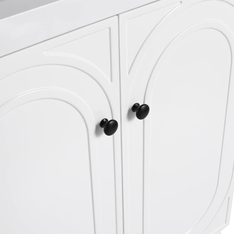 36" Freestanding Bathroom Vanity with Soft-Close Doors, Adjustable Storage Shelves, and 3 Metal Handle Options