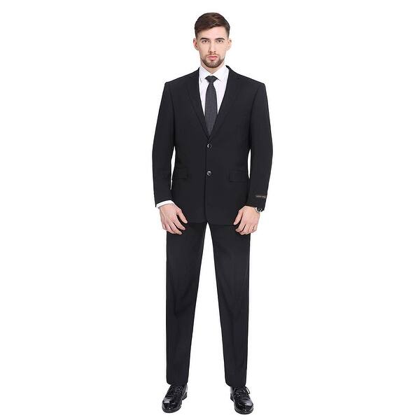 Shop P L Men S 2 Piece Classic Fit Office 2 Button Suit Jacket Black Size 48 Long 48 Long Overstock 28816207
