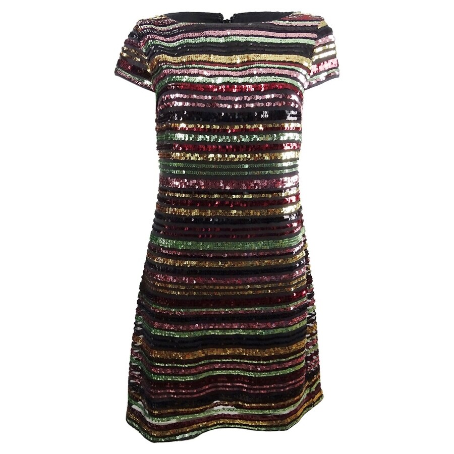 sequin shift dress black