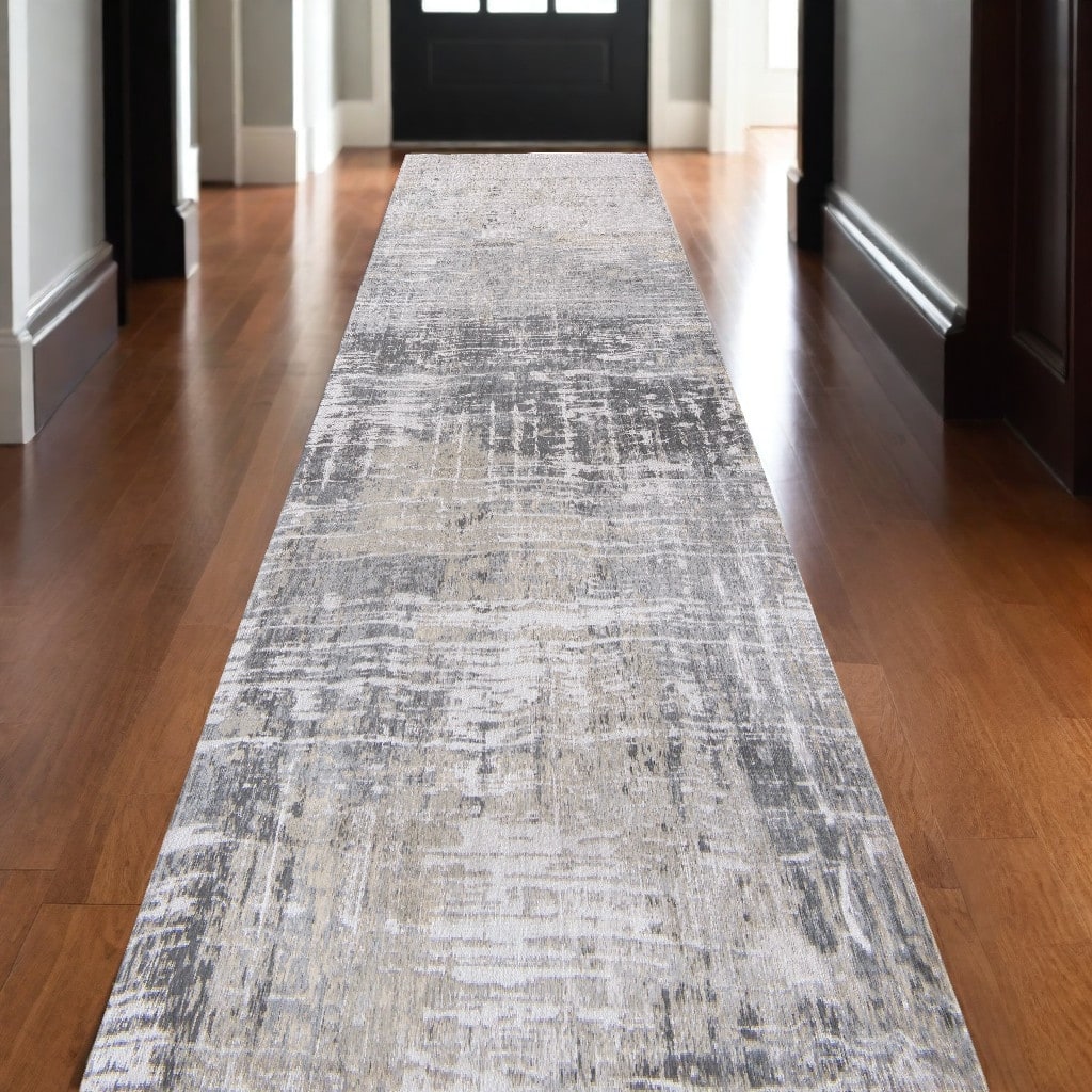 Heyad Abstract Modern Non Skid Woven Area Rug By HomeRoots - 96' X '31' X '0.12