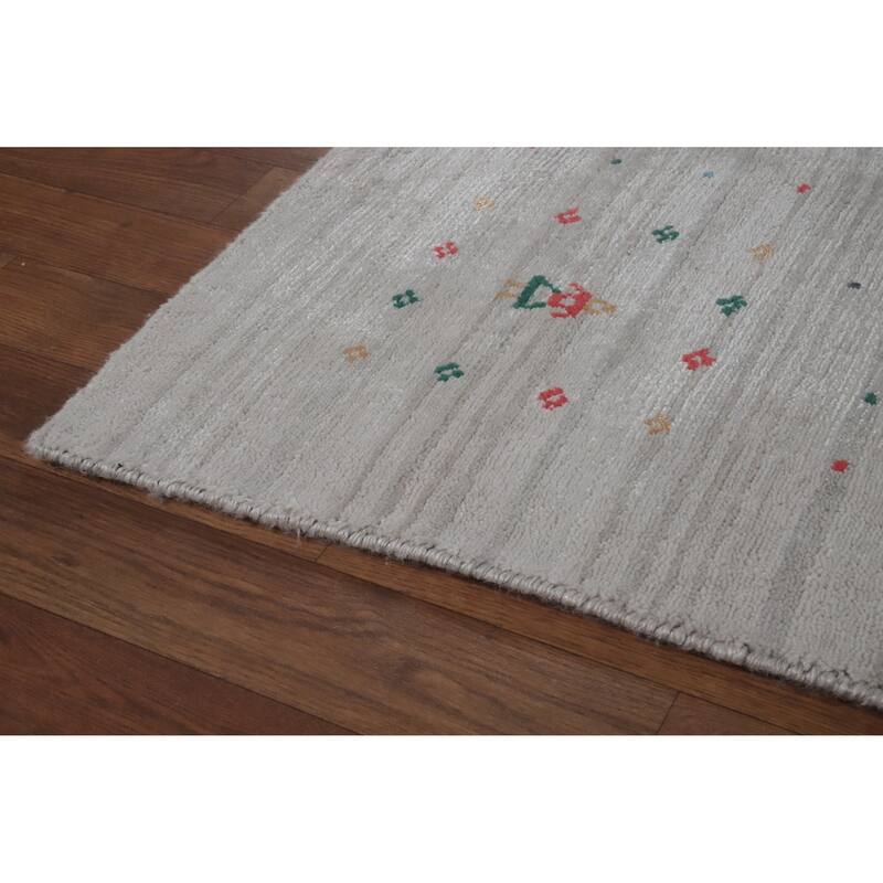 Hand Knotted Oriental 100% Wool Carpet Tribal Animal Pictorial Greys & Charcoal Gabbeh Area Rug - 10' 0'' X 7' 11''